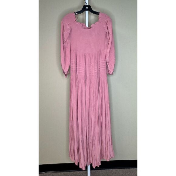 Ramy Brook NWT Anita Smocked Ruffle Midi Dress in Pink Size S - Picture 3 of 9